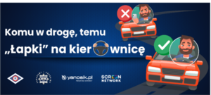 plakat z informacją o kampanii Łapki na kierownicę
